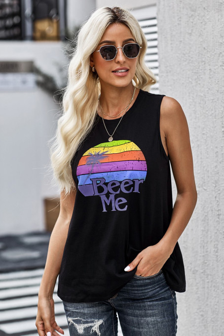 Beer Me Casual Black Tank