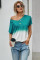 Blue White Ombre Color Block Casual Summer Shirt