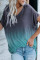 Gray Green Ombre Color Block Casual Summer Shirt