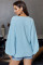 Sky Blue Bells Will Be Ringing Balloon Sleeve Blouse