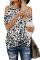 White Leopard Print Cold Shoulder Top