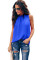Blue Ruffle Trim Neckline Tank Top