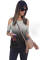 Gray Gradient Cold Shoulder Knot Twisted T-Shirt