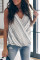 Gray Striped Drape Tank