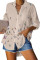 Apricot Butterfly Print Pocketed Shirt