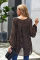Black Lantern Sleeve Lace Up Blouse