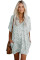 Green V-Neck Half Sleeve Leopard Casual T Shirt Dress with Pockets