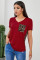 Red Leopard Printed Splicing T-Shirt