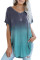 Gray Green Ombre Color Block Casual Summer Shirt