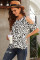 White Leopard Print Cold Shoulder Top