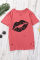 Kiss The Lip Distressed Cotton Tee