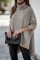 Khaki Turtleneck Bat Sleeve Side Slit Tunic Top