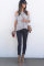Gray Twist Front Cold Shoulder Tee