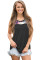 Black Front Floral Print Back High-low Hem Tank