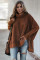 Brown Turtleneck Bat Sleeve Side Slit Tunic Top