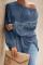 Blue Loose Casual Puffy Sleeve Top