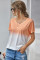 Orange White Ombre Color Block Casual Summer Shirt
