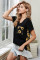 Yellow Printed Splicing T-Shirt