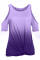 Purple Gradient Cold Shoulder Knot Twisted T-Shirt