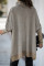 Khaki Turtleneck Bat Sleeve Side Slit Tunic Top