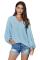 Sky Blue Bells Will Be Ringing Balloon Sleeve Blouse
