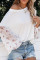 White Blossom Contrast Swiss Dot Knit Top