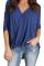 Blue Wrap Hi-lo Hem Blouse