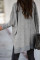Gray Turtleneck Bat Sleeve Side Slit Tunic Top