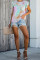 Multicolor Tie-dye Ruffled Cap Sleeve T-shirt