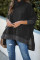 Black Turtleneck Bat Sleeve Side Slit Tunic Top
