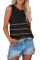Black Knit Tank Top with Stripes