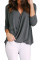 Gray Wrap Hi-lo Hem Blouse