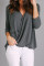 Gray Wrap Hi-lo Hem Blouse
