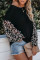 Black Blossom Contrast Swiss Dot Knit Top