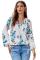 Green Ballon Sleeve Floral Shirt Top