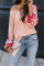 Red Contrast Eyelet Thermal Knit Top