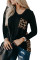 Black Leopard Patch Pocket Long Sleeve Top