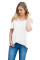 White Cold Shoulder High Low Top
