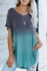 Gray Green Ombre Color Block Casual Summer Shirt