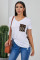 White Leopard Printed Splicing T-Shirt