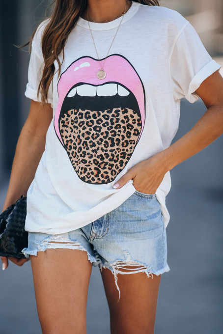 Tongue Twister Leopard Cotton Tee