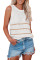 White Knit Tank Top with Stripes