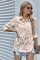 Apricot Butterfly Print Pocketed Shirt