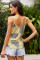 Yellow Tropical Plant Print Tank Top