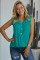 Green V-Neck Front Irregular Twist Hem Tank Top
