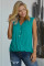 Green V-Neck Front Irregular Twist Hem Tank Top