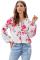 Red Ballon Sleeve Floral Shirt Top
