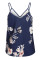 Blue Tropical Plant Print Tank Top