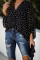 Black Love You Boo Balloon Sleeve Blouse