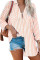 Orange Stripe Linen Dropped Sleeve Button Down Blouse with Pocket